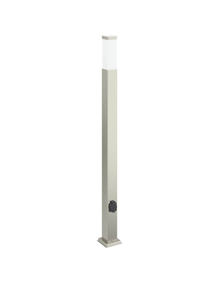 Lampada a paletto con presa elettrica 110 cm Acciaio Inox IP44