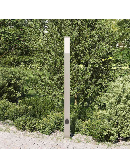 Lampada a paletto con presa elettrica 110 cm Acciaio Inox IP44