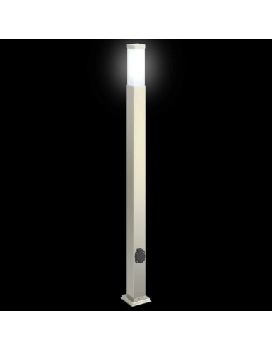 Lampada a paletto con presa elettrica 110 cm Acciaio Inox IP44