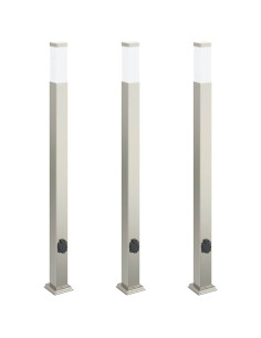Lampioni a colonnina con presa elettrica 3 pz 110 cm Acciaio Inox IP44 2