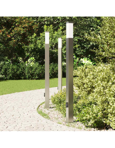 Lampioni a colonnina con presa elettrica 3 pz 110 cm Acciaio Inox IP44