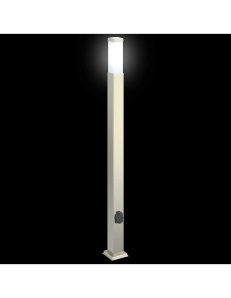 Lampioni a colonnina con presa elettrica 3 pz 110 cm Acciaio Inox IP44