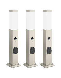 Lampioni a dissuasore con sensore e presa 3 pz 50 cm Acciaio Inox IP44 2