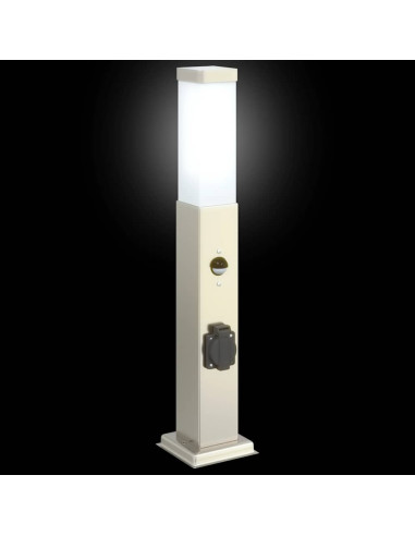 Lampioni a dissuasore con sensore e presa 3 pz 50 cm Acciaio Inox IP44