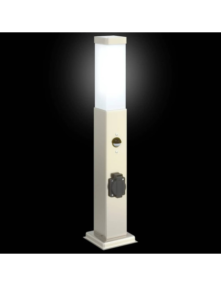 Lampioni a dissuasore con sensore e presa 3 pz 50 cm Acciaio Inox IP44