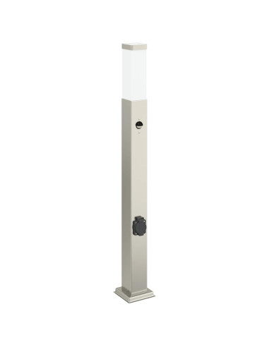 Lampada a paletto con sensore e presa 80 cm Acciaio Inox IP44