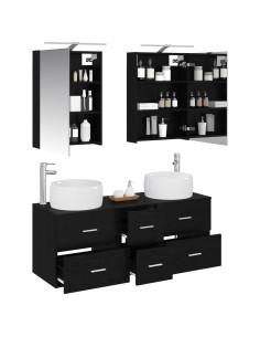 Set di mobili per il bagno 5 pcs Rovere Nero 2