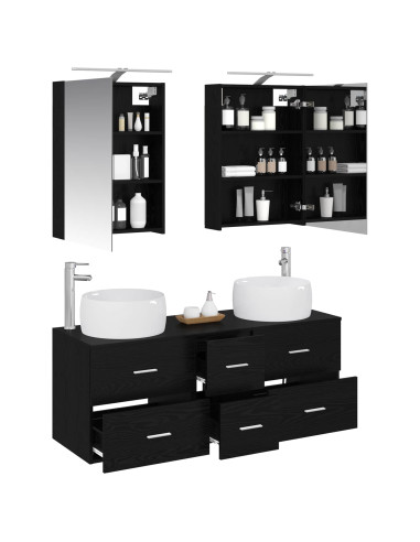 Set di mobili per il bagno 5 pcs Rovere Nero