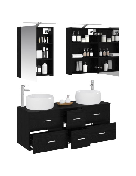 Set di mobili per il bagno 5 pcs Rovere Nero