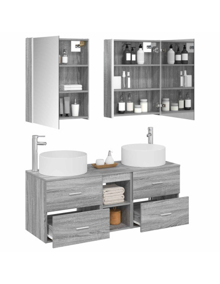 Set di mobili per il bagno 5 pcs Sonoma grigio