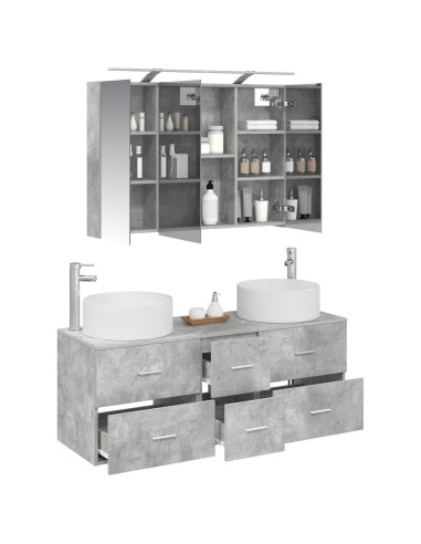 Set di mobili per il bagno 4 pcs Grigio Cemento