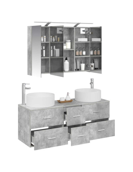 Set di mobili per il bagno 4 pcs Grigio Cemento