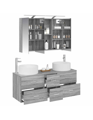 Set di mobili per il bagno 4 pcs Sonoma grigio