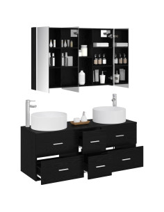 Set di mobili per il bagno 4 pcs Rovere Nero 2