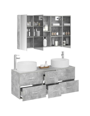 Set di mobili per il bagno 4 pcs Grigio Cemento