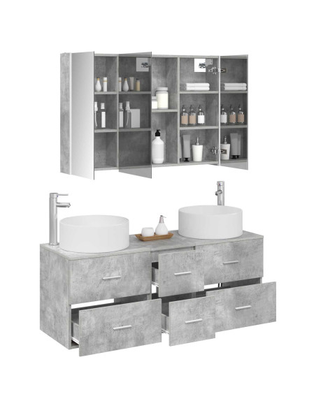 Set di mobili per il bagno 4 pcs Grigio Cemento