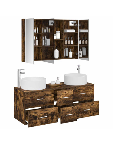 Set di mobili per il bagno 4 pcs Rovere Fumo