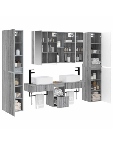 Set di mobili per il bagno 6 pcs Sonoma grigio