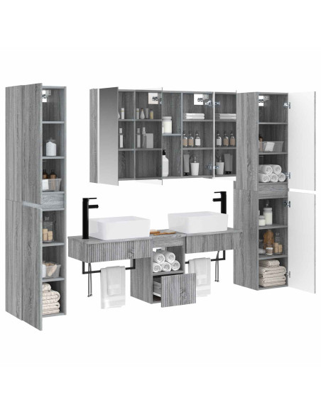 Set di mobili per il bagno 6 pcs Sonoma grigio