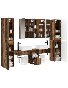Set di mobili per il bagno 6 pcs Legno antico 2