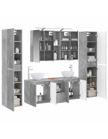 Set di mobili per il bagno 6 pcs Grigio Cemento