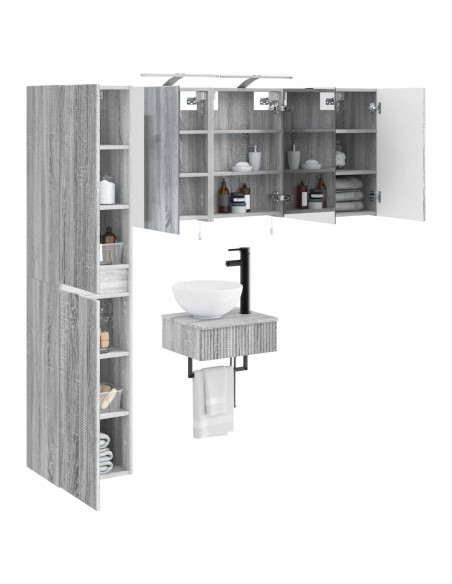 Set di mobili per il bagno 5 pcs Sonoma grigio