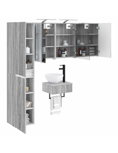 Set di mobili per il bagno 5 pcs Sonoma grigio