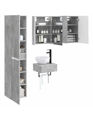 Set di mobili per il bagno 5 pcs Grigio Cemento
