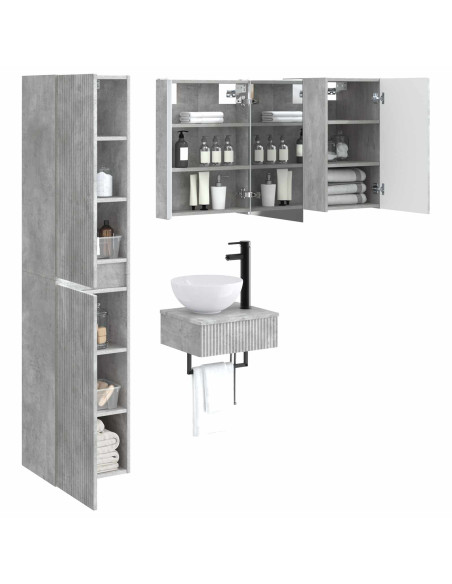 Set di mobili per il bagno 5 pcs Grigio Cemento