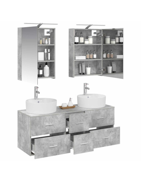 Set di mobili per il bagno 5 pcs Grigio Cemento