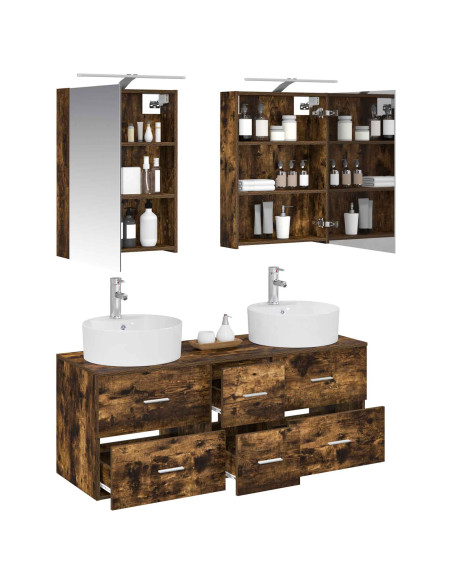 Set di mobili per il bagno 5 pcs Rovere Fumo