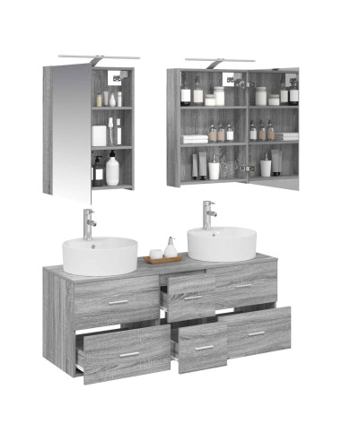 Set di mobili per il bagno 5 pcs Sonoma grigio