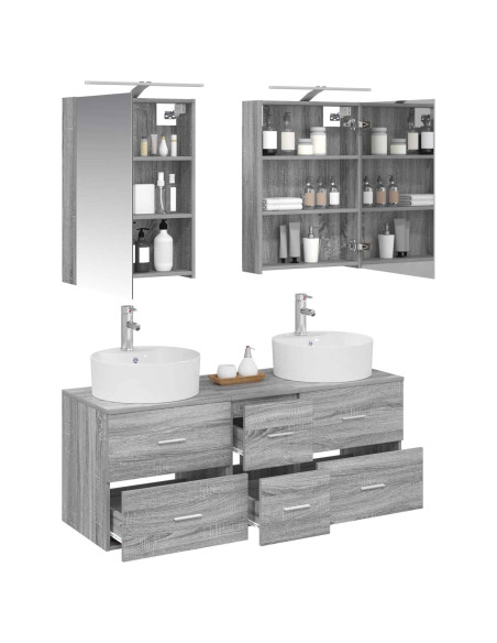 Set di mobili per il bagno 5 pcs Sonoma grigio