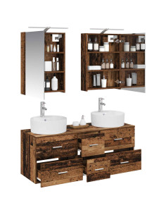 Set di mobili per il bagno 5 pcs Legno antico 2