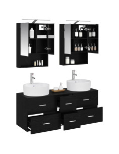 Set di mobili per il bagno 5 pcs Rovere Nero 2