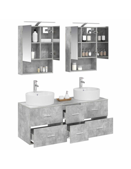 Set di mobili per il bagno 5 pcs Grigio Cemento