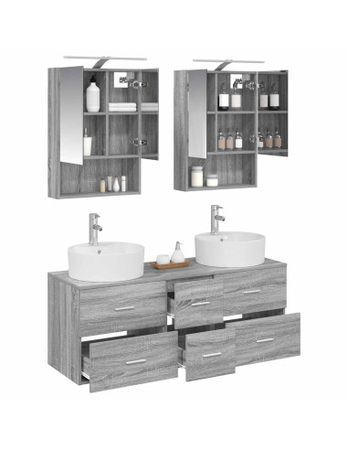 Set di mobili per il bagno 5 pcs Sonoma grigio