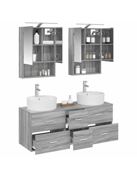 Set di mobili per il bagno 5 pcs Sonoma grigio