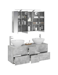 Set di mobili per il bagno 4 pcs Grigio Cemento 2