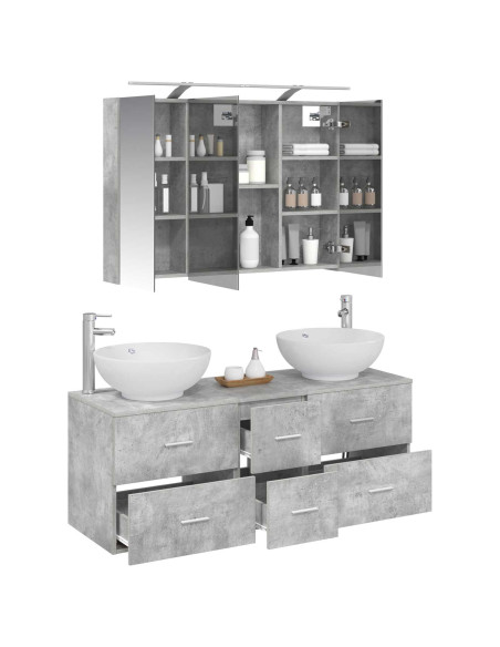 Set di mobili per il bagno 4 pcs Grigio Cemento