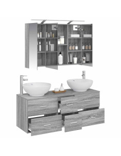Set di mobili per il bagno 4 pcs Sonoma grigio 2