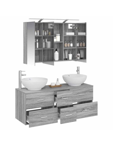 Set di mobili per il bagno 4 pcs Sonoma grigio