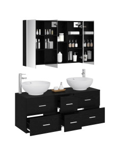 Set di mobili per il bagno 4 pcs Rovere Nero 2