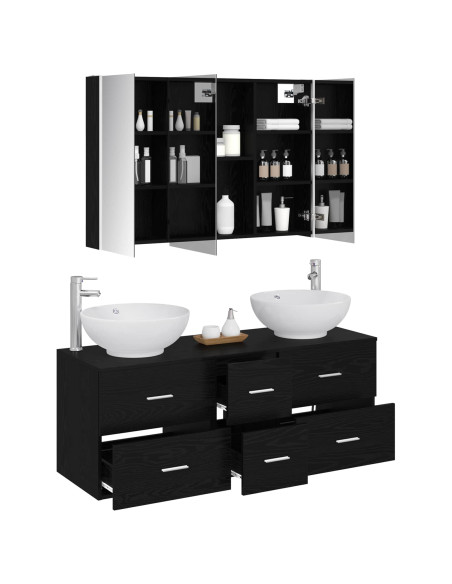 Set di mobili per il bagno 4 pcs Rovere Nero