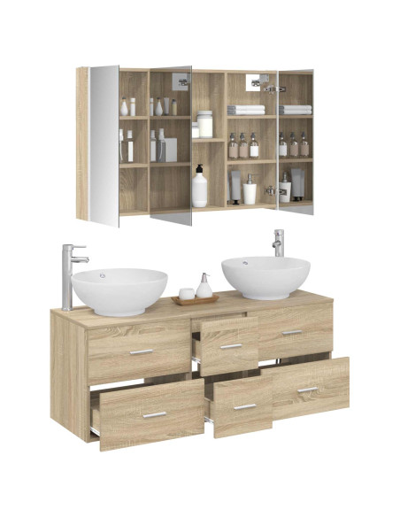 Set di mobili per il bagno 4 pcs Rovere Sonoma