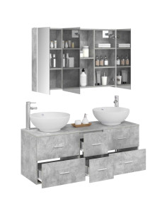 Set di mobili per il bagno 4 pcs Grigio Cemento 2