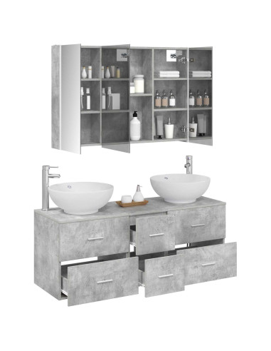 Set di mobili per il bagno 4 pcs Grigio Cemento