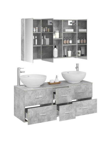 Set di mobili per il bagno 4 pcs Grigio Cemento