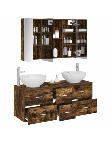Set di mobili per il bagno 4 pcs Rovere Fumo
