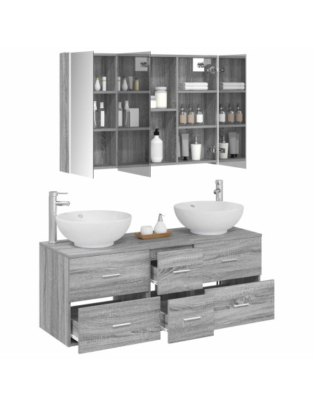 Set di mobili per il bagno 4 pcs Sonoma grigio